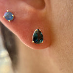 Deep Teal Pear Sapphire Studs - product thumbnail