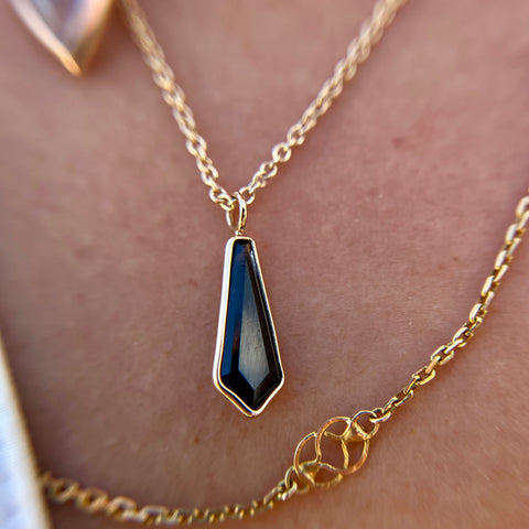 Dark Shield Sapphire Necklace