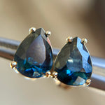 Deep Teal Pear Sapphire Studs - product thumbnail