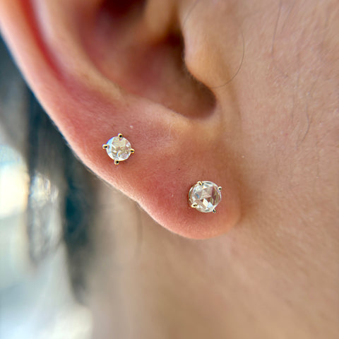 5mm White Rose-Cut Diamond Studs