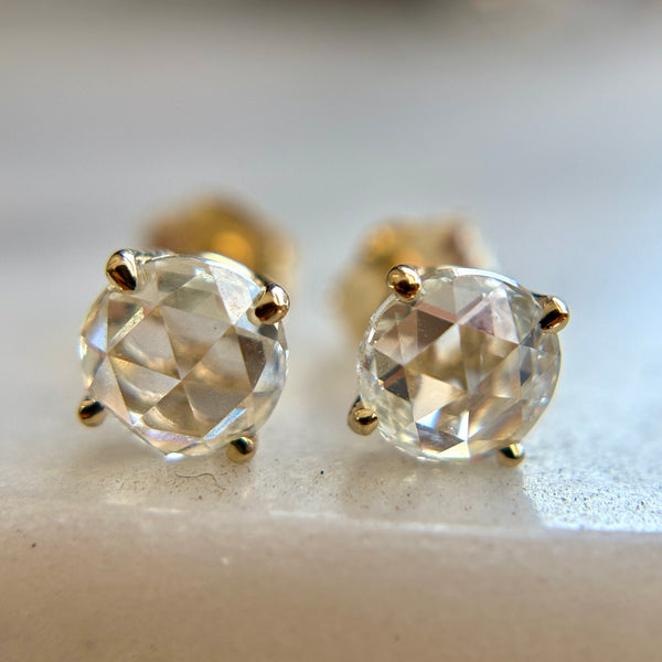 5mm White Rose-Cut Diamond Studs