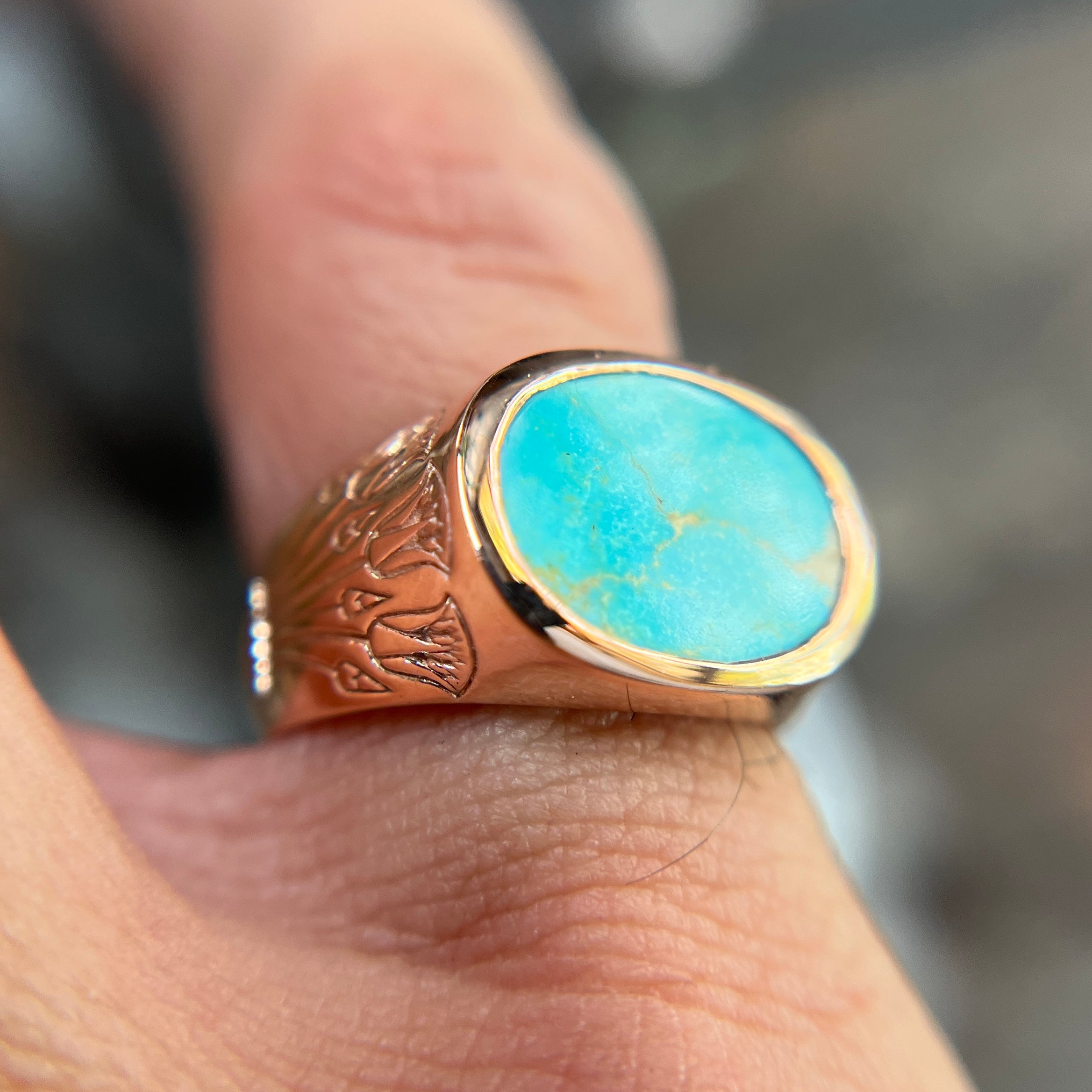 Estate 14K Yellow Gold Turquoise and Diamond Fashion Ring | Koerbers Fine  Jewelry Inc | New Albany, IN